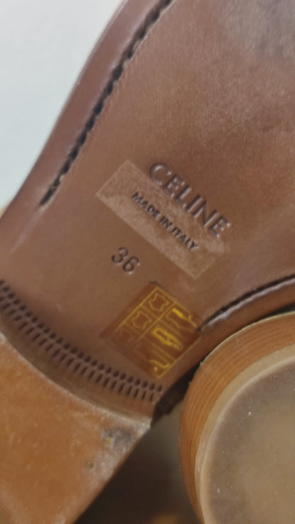 Celine Ankle Boots Suede Brown Size 36