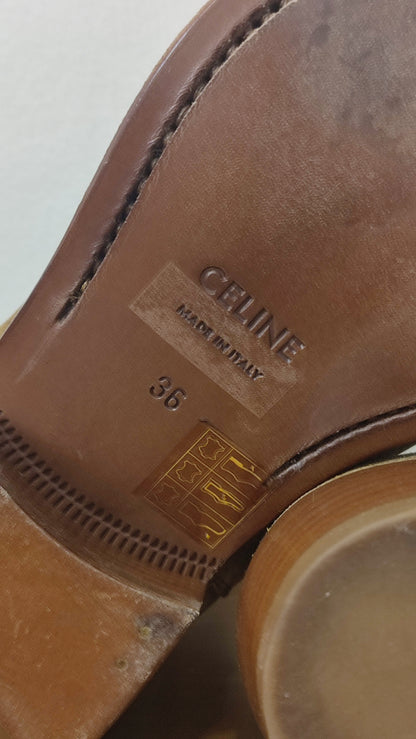 Celine Ankle Boots Suede Brown Size 36