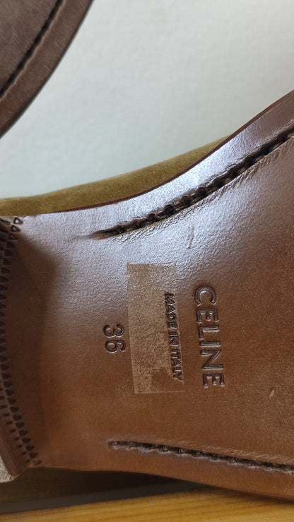 Celine Ankle Boots Suede Brown Size 36