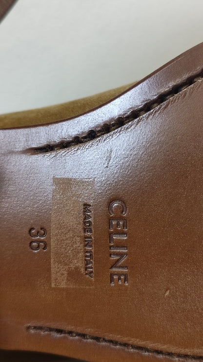 Celine Ankle Boots Suede Brown Size 36