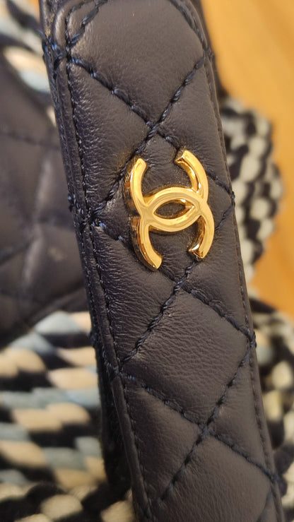 Chanel Cord and Lambskin Quilted Logo Sandals Blue/White Size 38