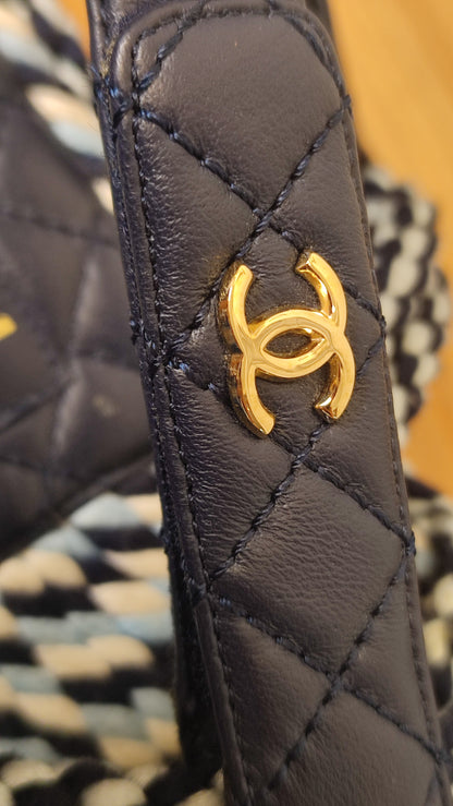 Chanel Cord and Lambskin Quilted Logo Sandals Blue/White Size 38