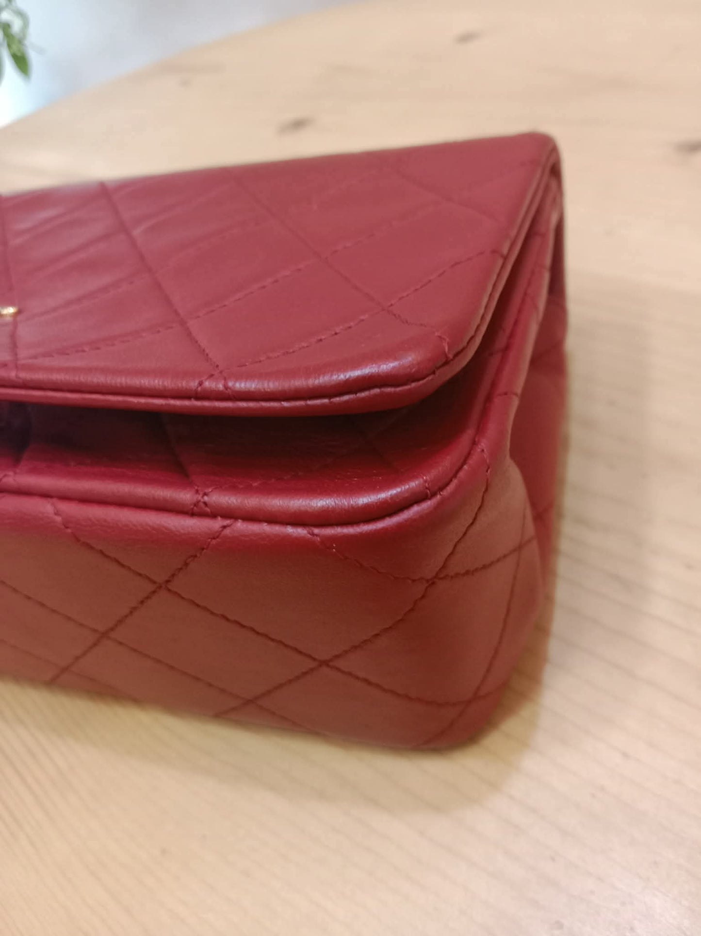 Chanel Red Matelasse Lambskin Chain Flap Shoulder Bag Series 1
