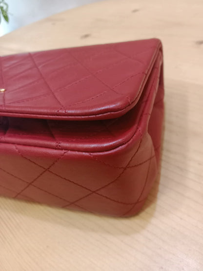 Chanel Red Matelasse Lambskin Chain Flap Shoulder Bag Series 1