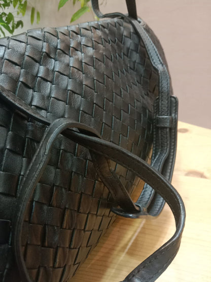 Bottega Veneta Intrecciato Messenger Bag Black