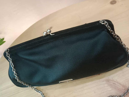 Prada Black Satin Raso Chic Kisslock Eastwest Bag
