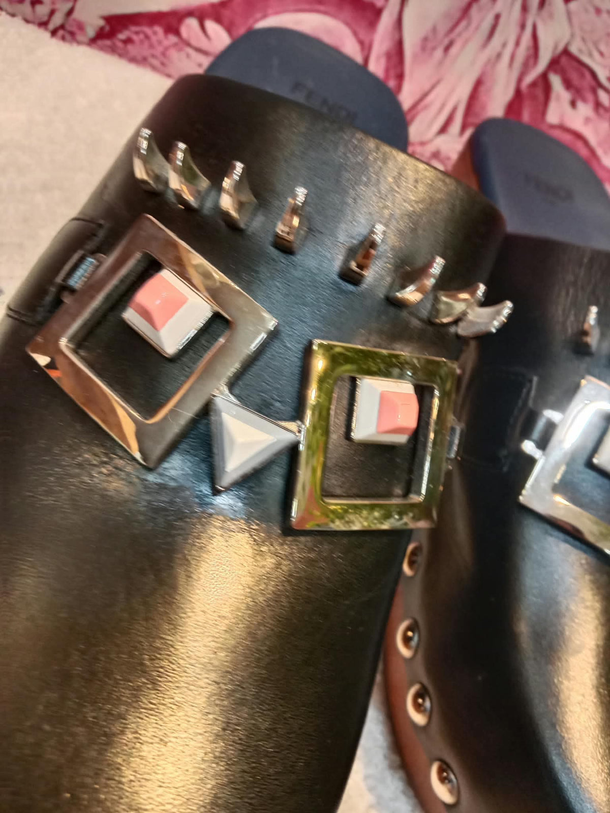 Fendi Spiked Monster Clogs Black SHW Size 36