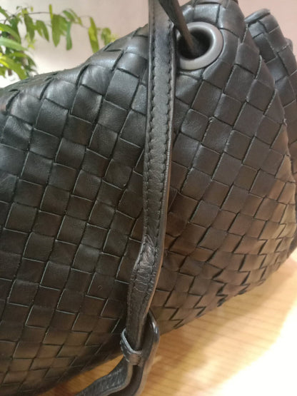 Bottega Veneta Intrecciato Messenger Bag Black