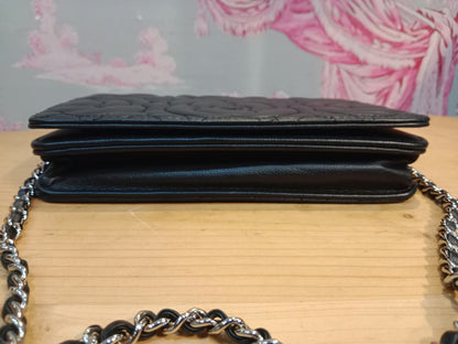 Chanel Camellia Embossed Wallet on Chain Black Series 24