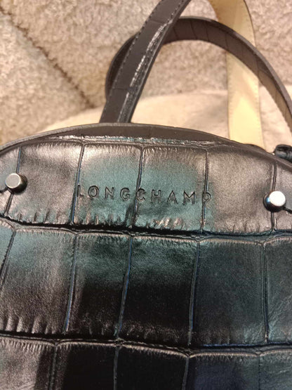 Longchamp Croc Embossed Circle Beltbag Black