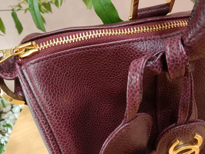 Chanel Boston Bag Burgundy Caviar Series 2