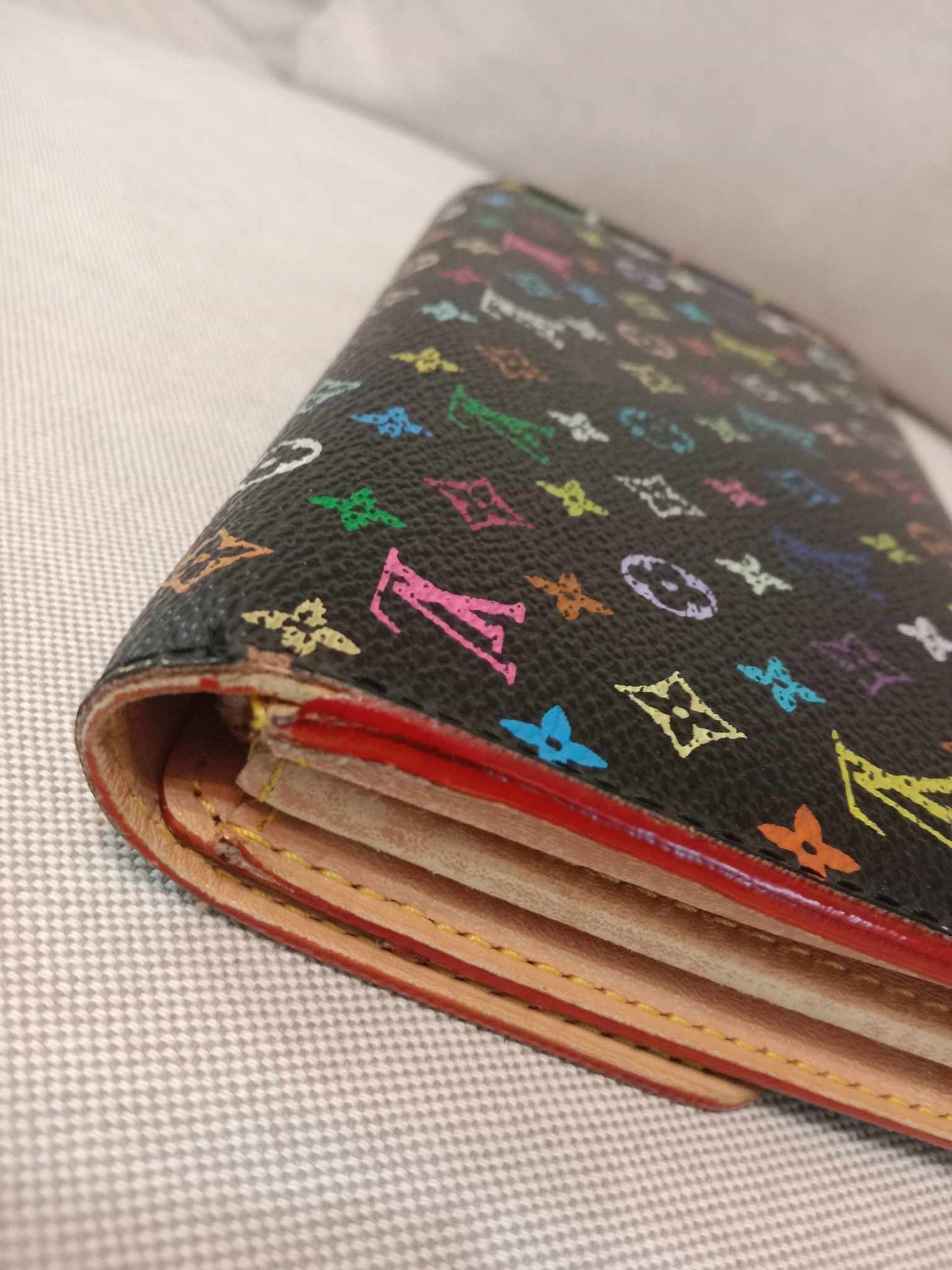 Louis Vuitton Multicolor Black Long Button Wallet