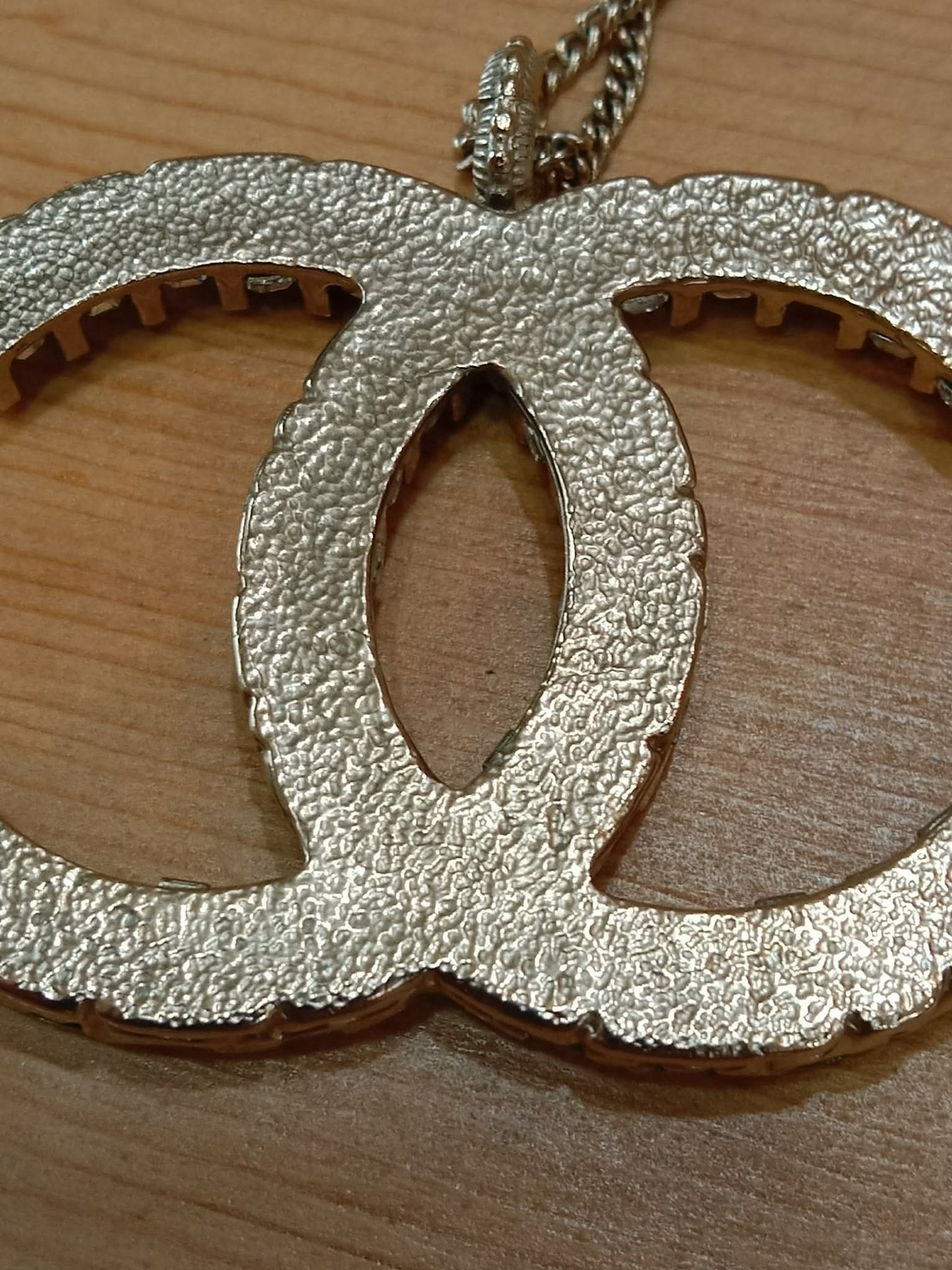 Chanel Crystal CC Pendant Crystal Necklace Silver