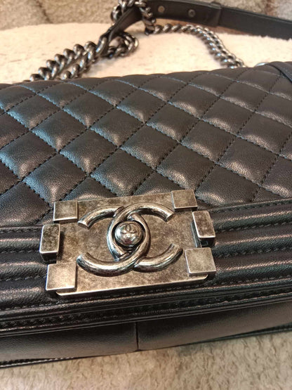 Chanel Leboy Quilted Lambskin Old Medium Black Series 24