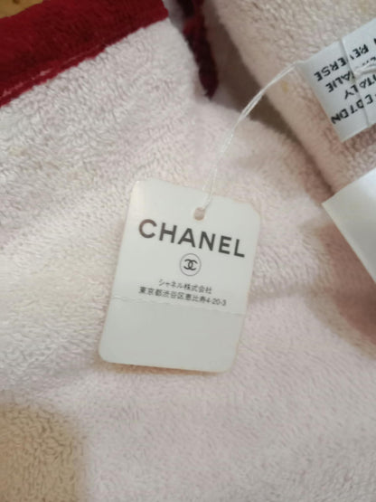 Chanel By Sea Line Cotton Blanket featuring Large printed Leather