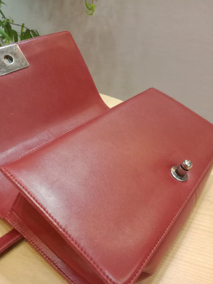 Chanel Le Boy Bag Red Lambskin Medium Series 18