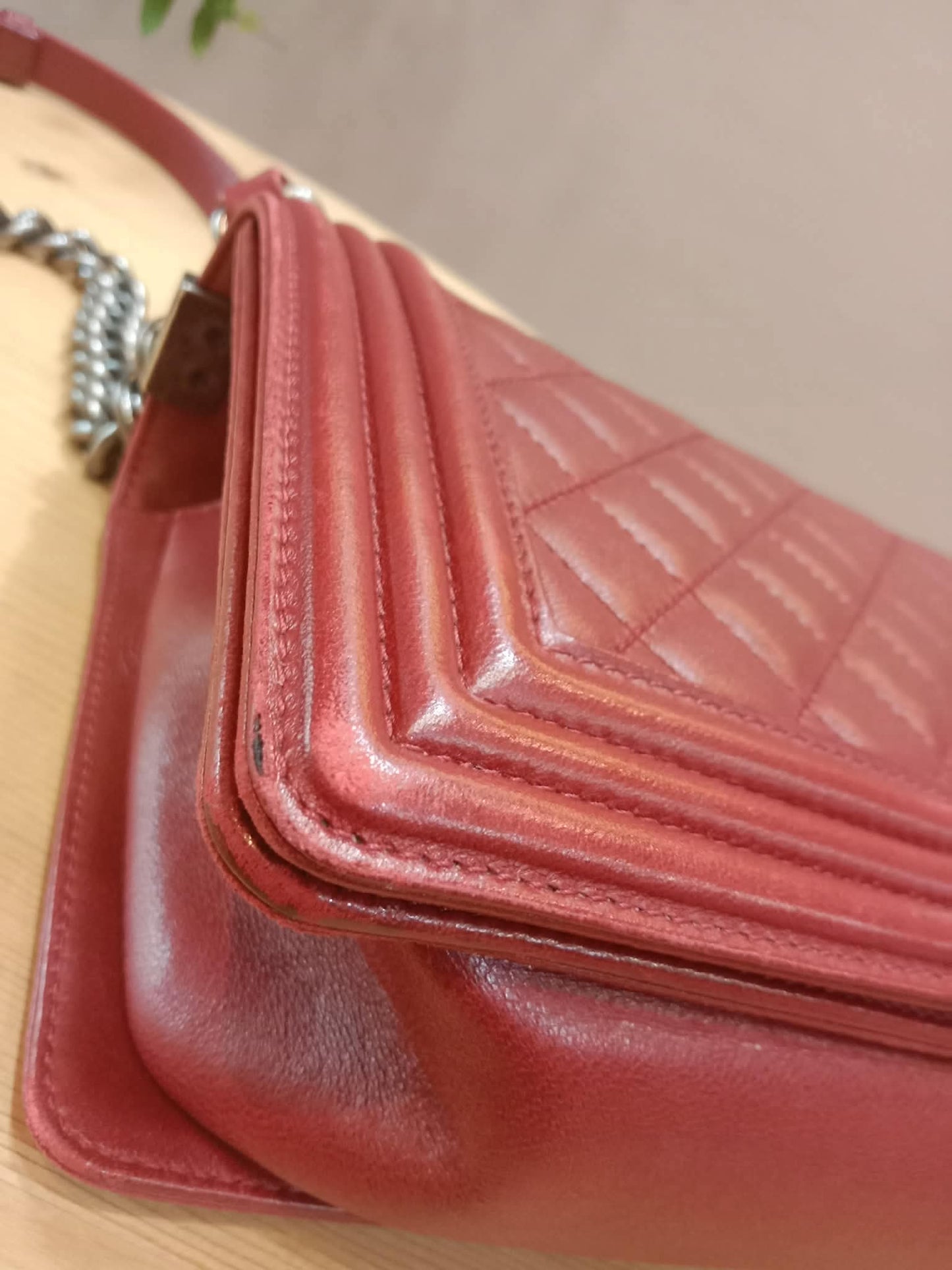 Chanel Le Boy Bag Red Lambskin Medium Series 18