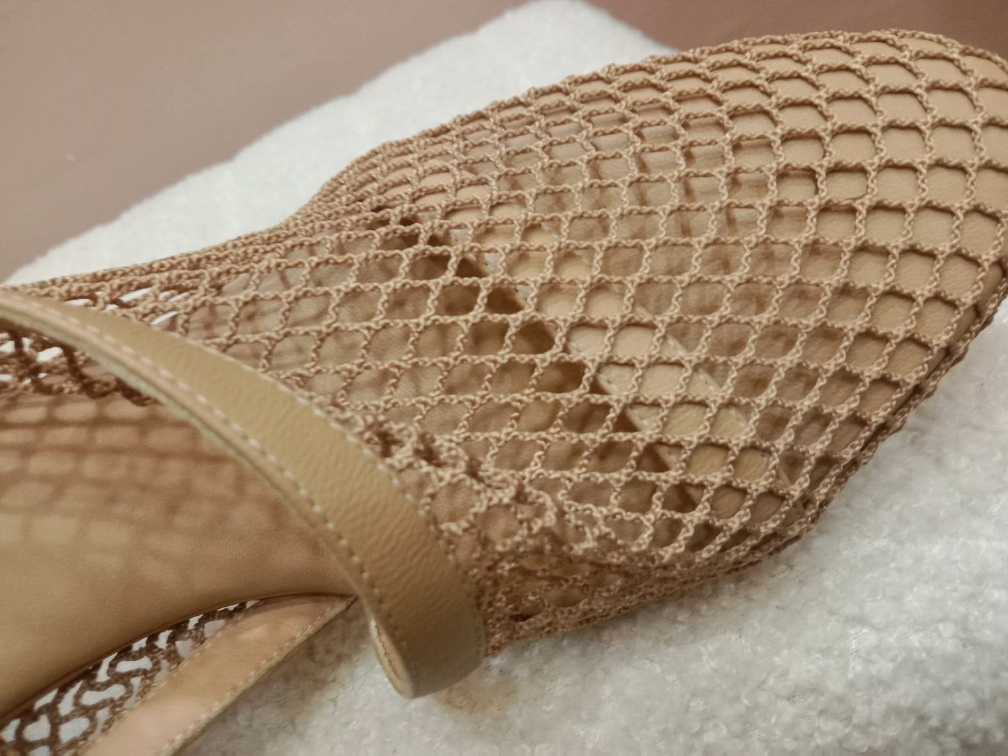 Bottega Veneta Mesh Nappa Chunky Chain Sandals Beige Size 36