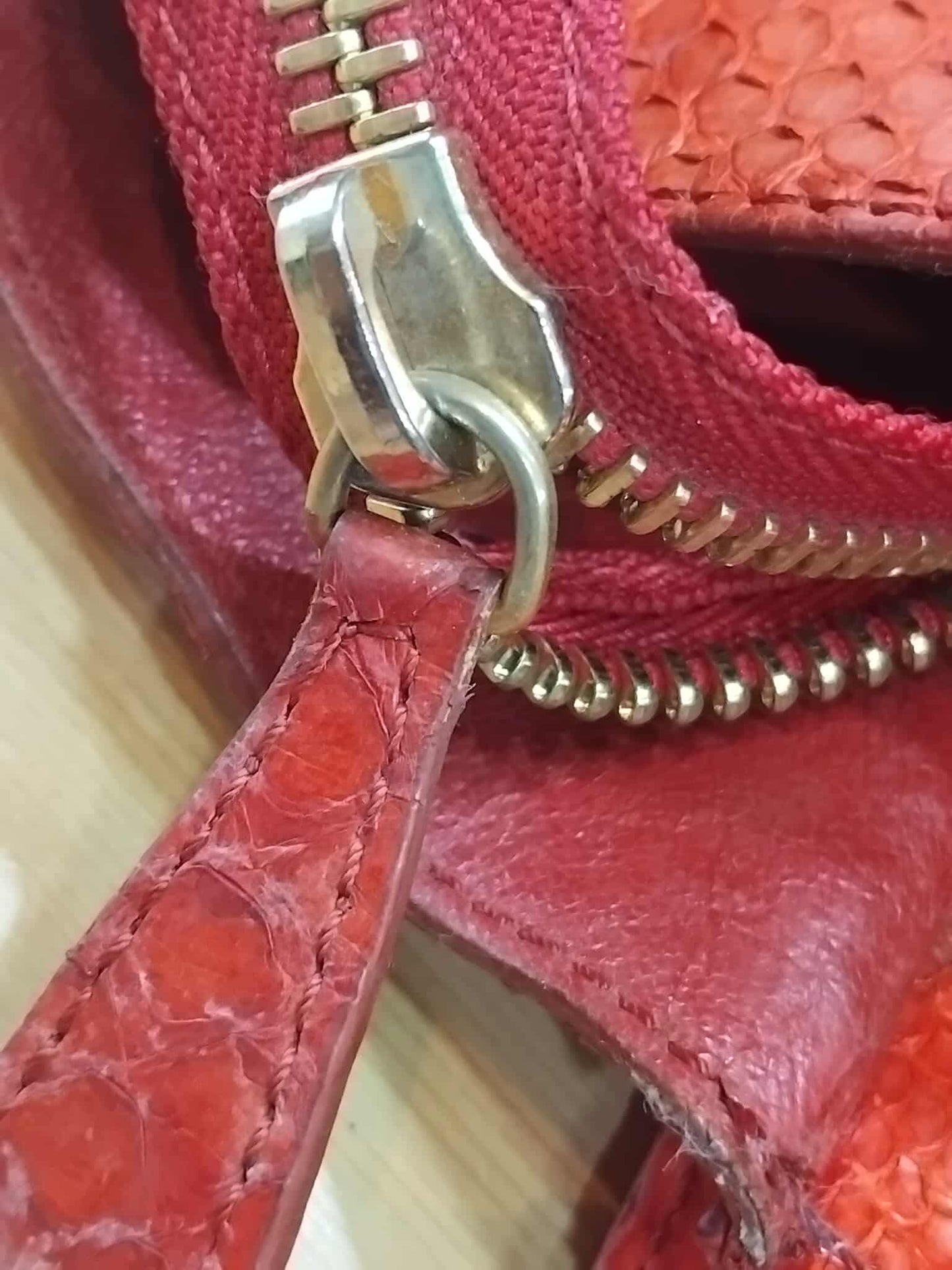 Celine Python Snakeskin Luggage Envelope Tote Bag Orange