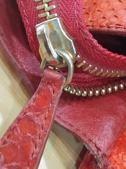 Celine Python Snakeskin Luggage Envelope Tote Bag Orange