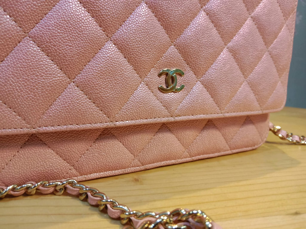 Chanel Classic Wallet on Chain Pink Iridescent Caviar Series 27