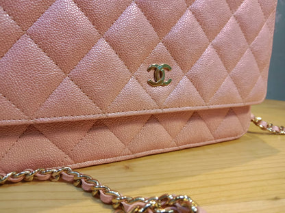 Chanel Classic Wallet on Chain Pink Iridescent Caviar Series 27