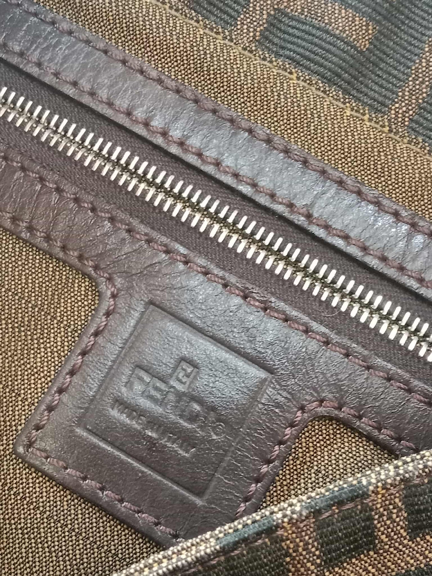 Fendi Zucca Baguette Brown Bag