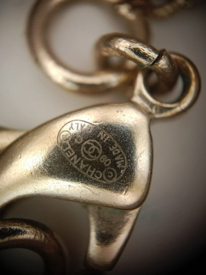 Chanel Crystal CC Pendant Crystal Necklace Silver