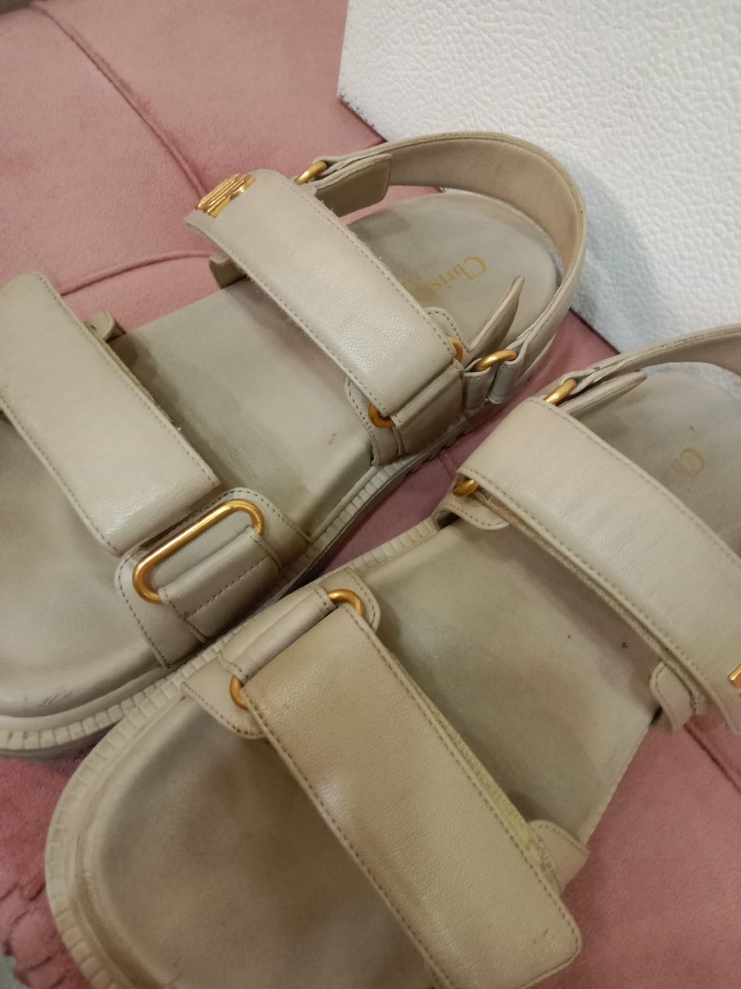 Christian Dior Dioract Sandals Beige Size 37