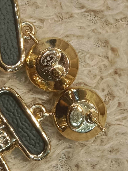 Chanel Black/Gold Perfume Earrings