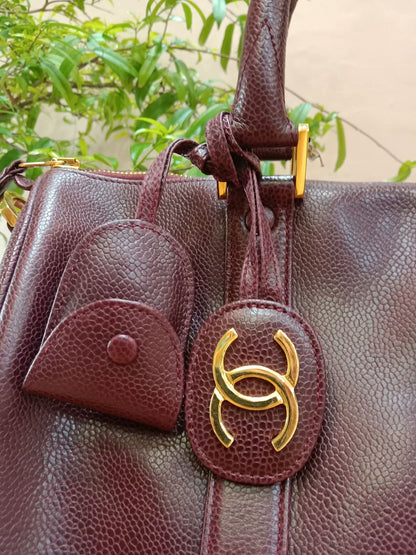 Chanel Boston Bag Burgundy Caviar Series 2