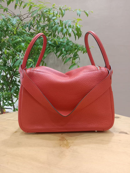 Hermes Lindy 26 Clemence Coral Red Stamp X 2016