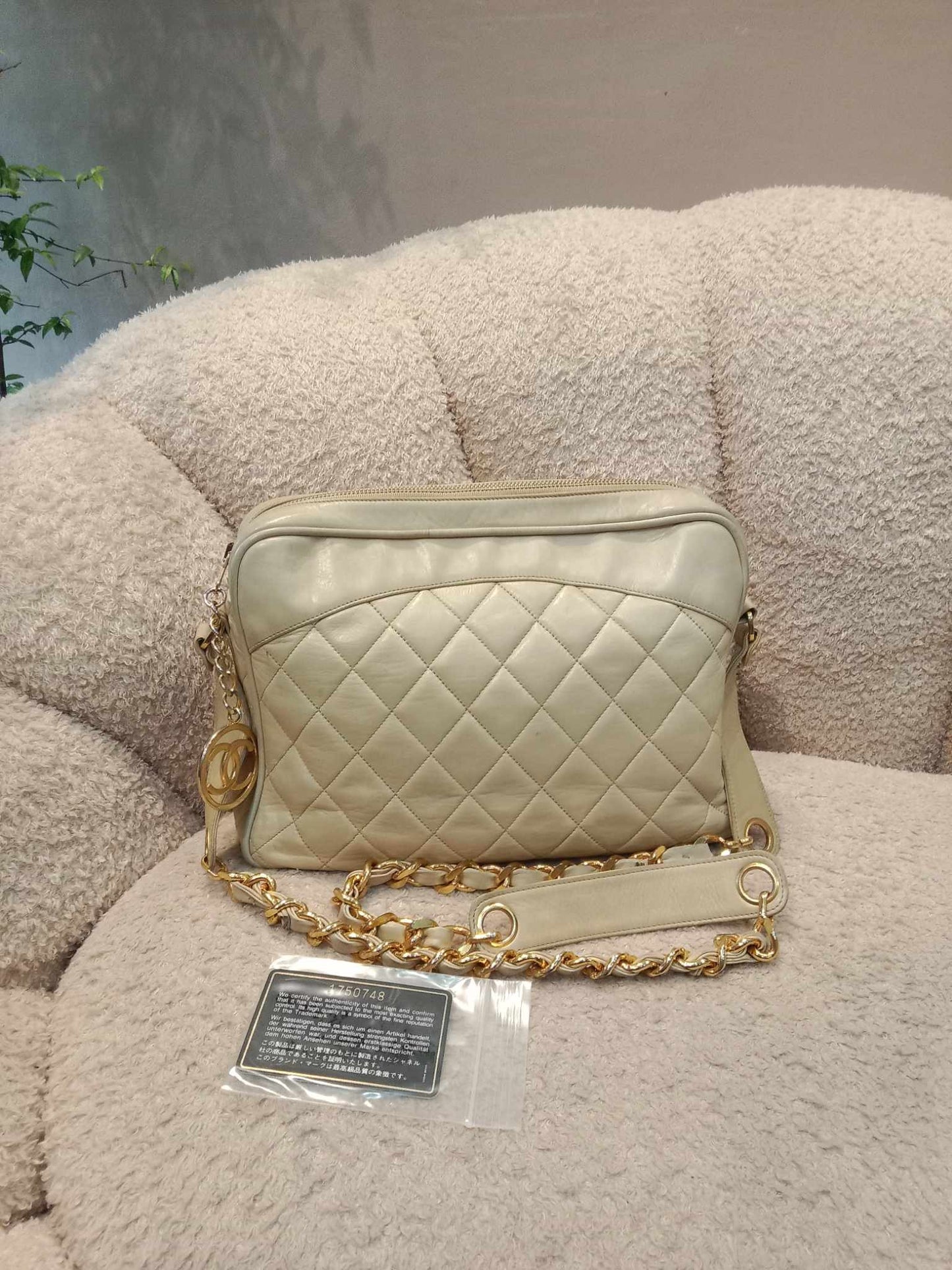 Chanel Matelasse Tassel Chain Beige Lambskin Series 1