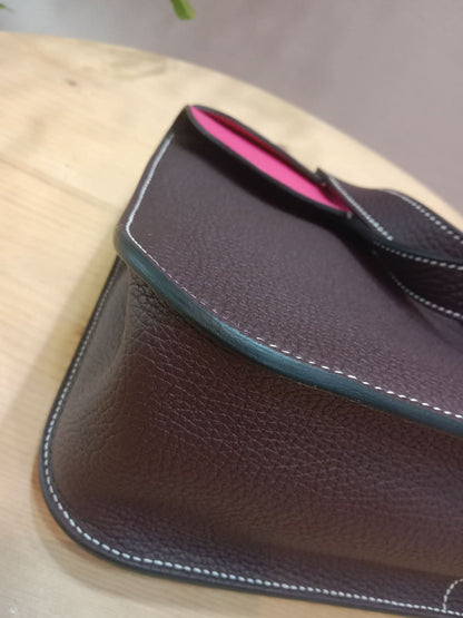 Hermes Halzan 31 Clemence Bicolor Rouge/Pink Stamp B 2023