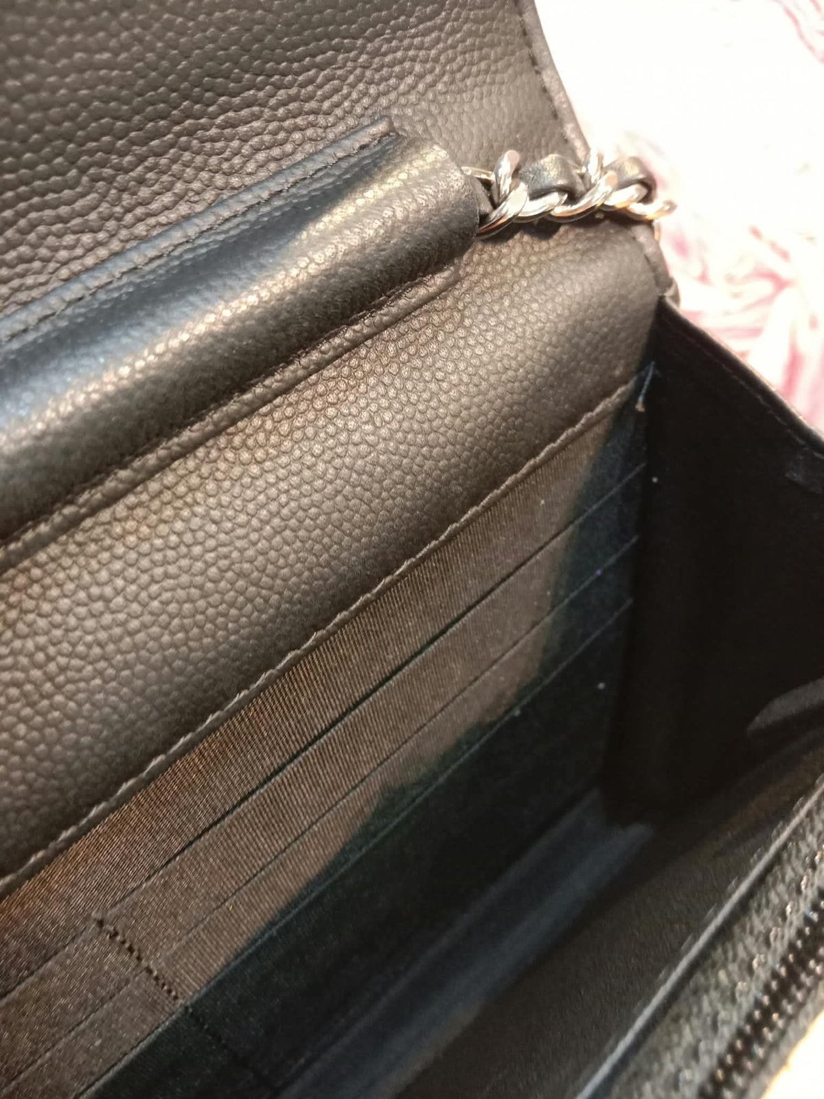 Chanel Camellia Embossed Wallet on Chain Black Series 24