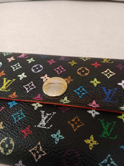 Louis Vuitton Multicolor Black Long Button Wallet