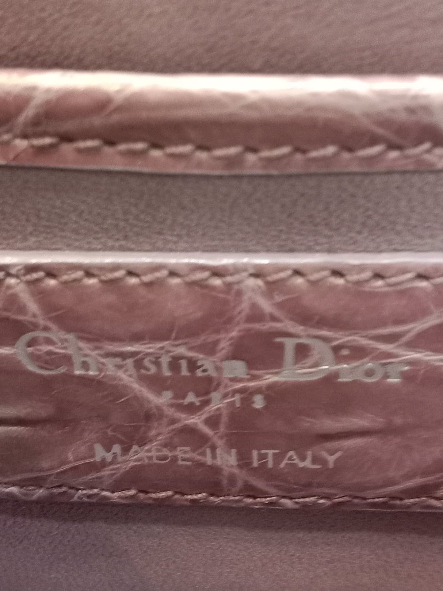 Dior Crocodile Embossed Mauve Clutch