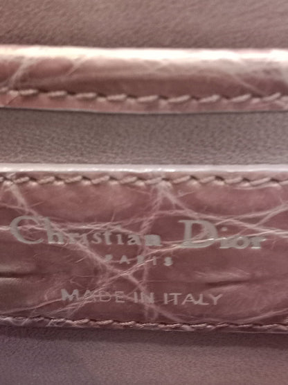 Dior Crocodile Embossed Mauve Clutch