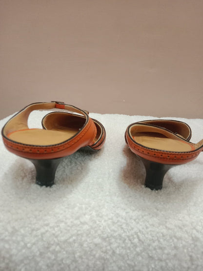 Hermes Slingback Mules Orange size 36
