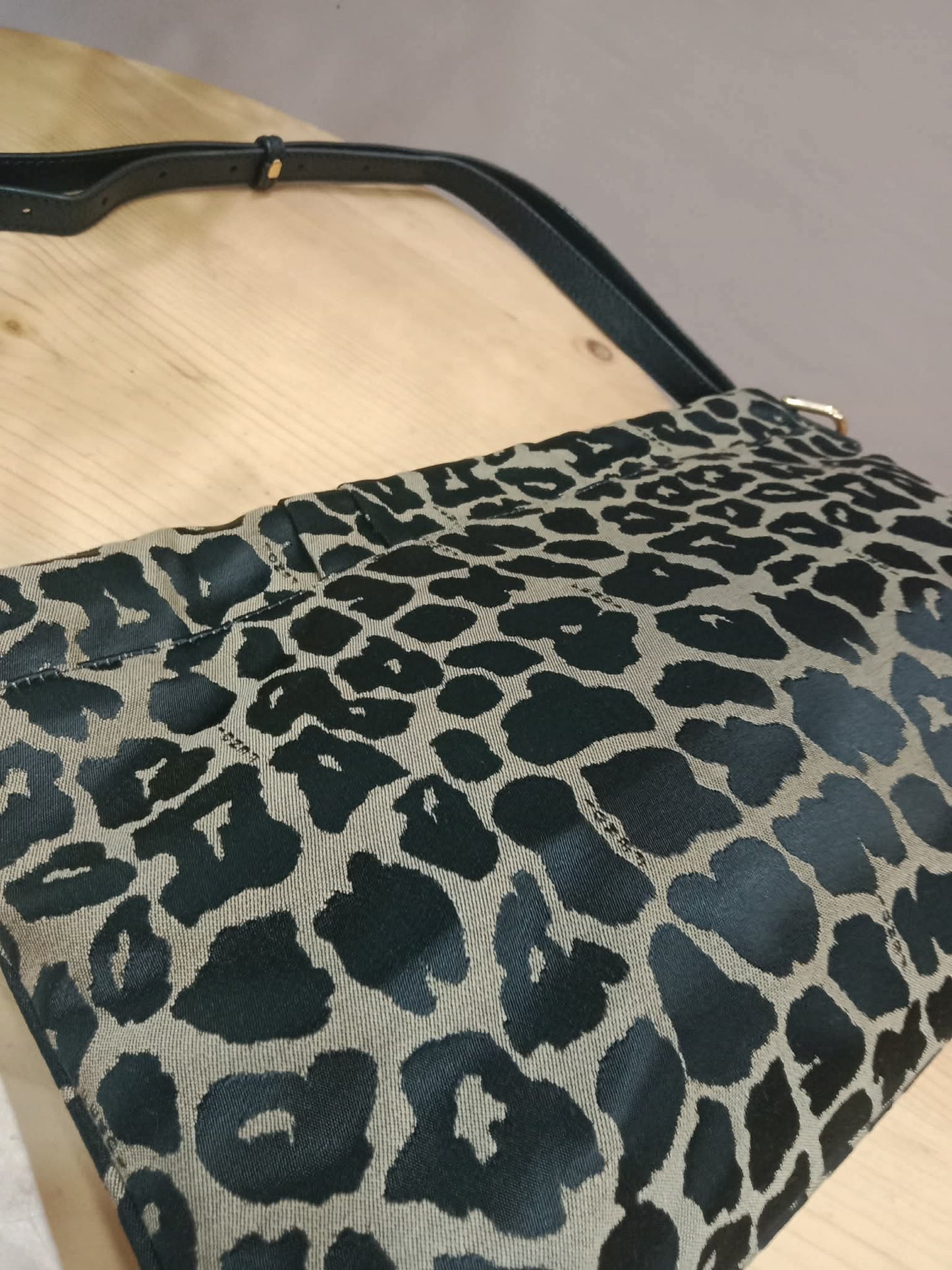 Fendi Mia Flap Bag Leopard Print Shoulder Bag