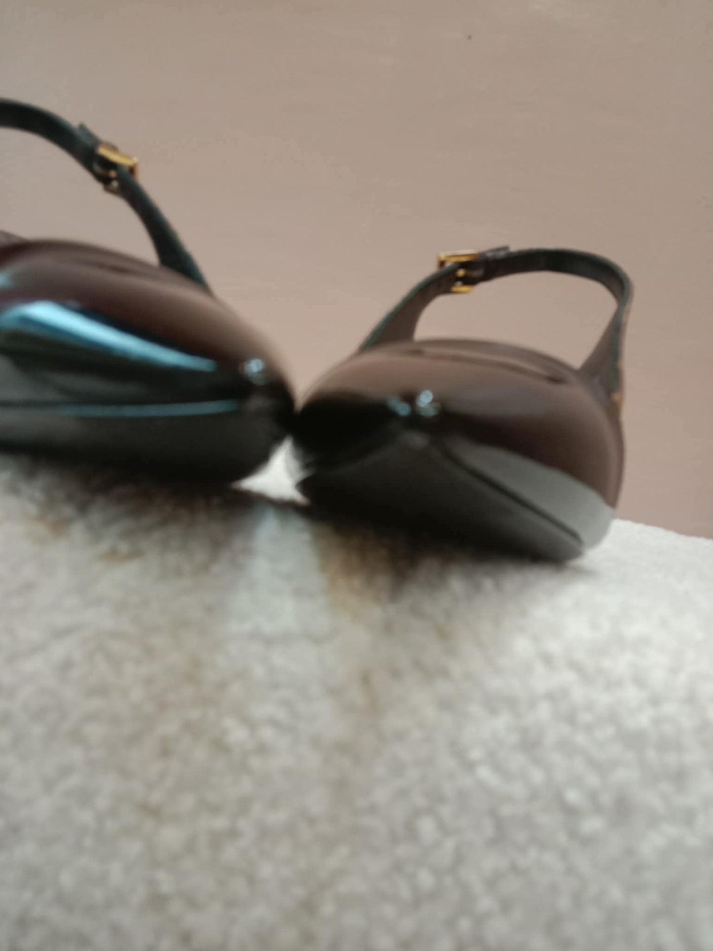 Louis Vuitton Archlight Slingback Pumps Toe Cap Patent Black Monogram Canvas Size 35.5