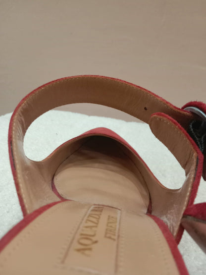 Aquazzura Blossom Suede Pointed Toe Mules Red Size 35.5