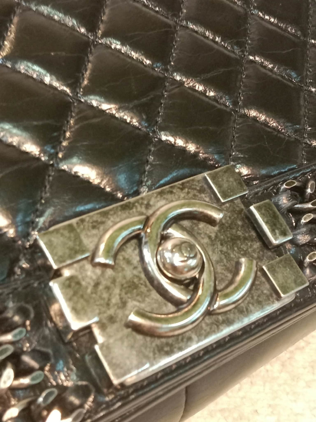 Chanel Boy Flap Chain Trim Calfskin Black Series 20
