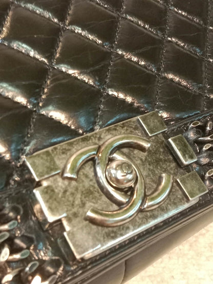 Chanel Boy Flap Chain Trim Calfskin Black Series 20