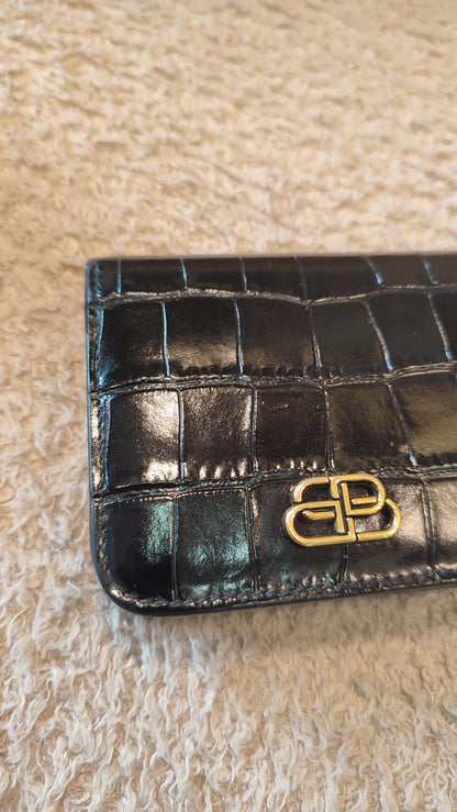 Balenciaga Croc Embossed Black Cardholder