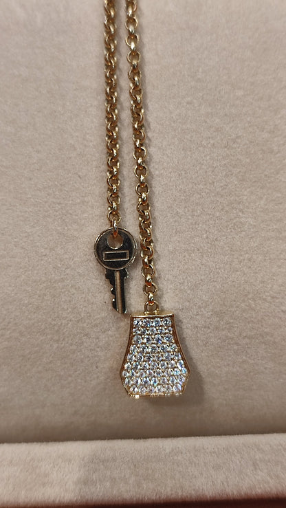 Hermes Kelly Clochette Diamond/Gold Necklace Fullset