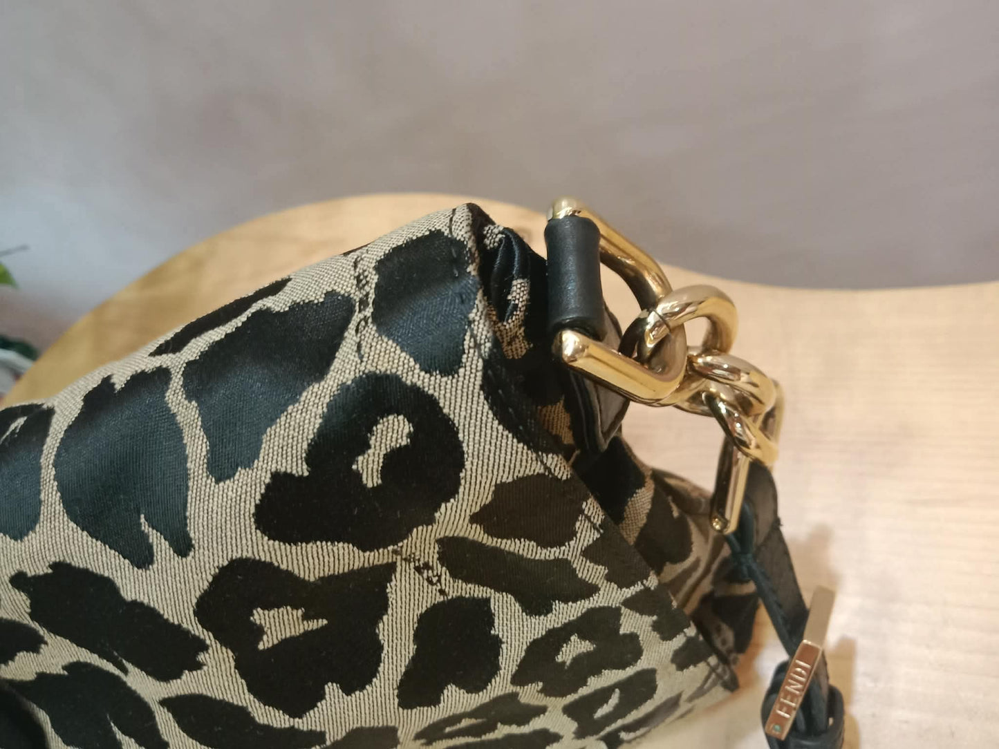 Fendi Mia Flap Bag Leopard Print Shoulder Bag