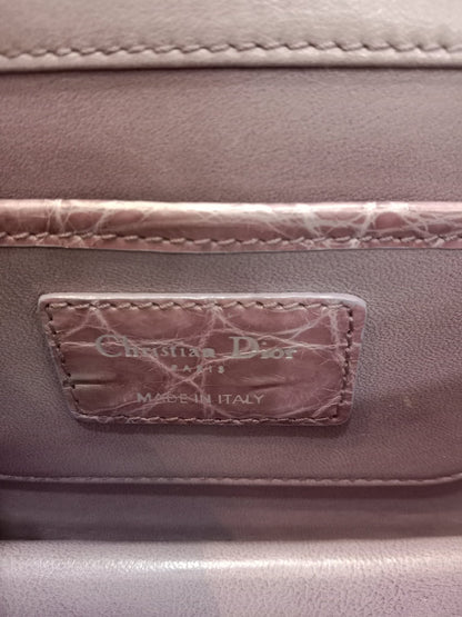Dior Crocodile Embossed Mauve Clutch