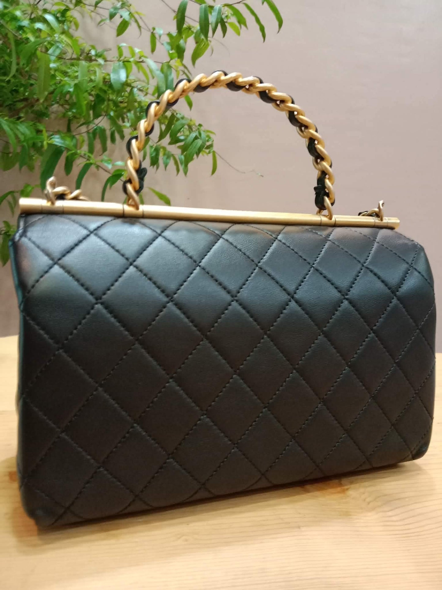 Chanel La Parisienne Quilted Lambskin Tophandle Bag Black Series 30