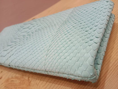 Chanel Mint Green Python Leather Clutch With a Silver-Toned Kiss-Lock Closure Series 15